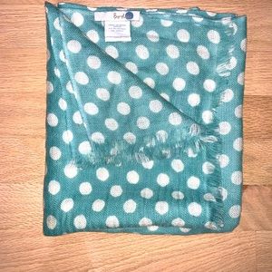 Boden summer/light weight wool scarf. Light blue/minty green polka dot.